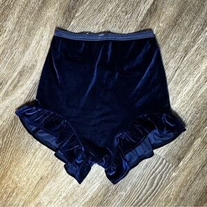 Never worn Solstice Intimates Blue Velvet High-Waisted Ruffle Shorties